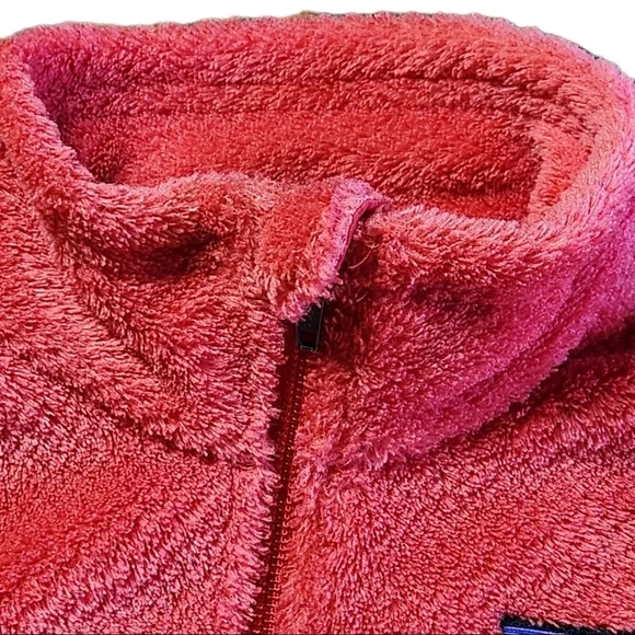 Patagonia Girls Re-Tool Full Zip Fleece Jacket  10 Coral  Snap Pocket Retired - Picture 4 of 15